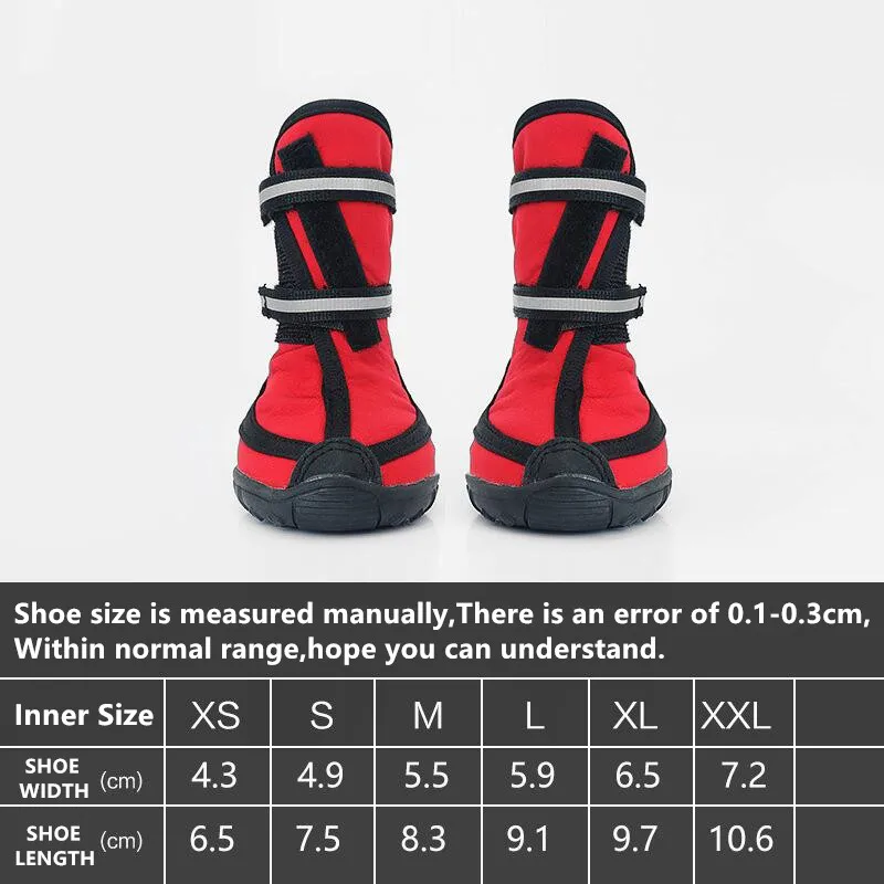4 unids/set XS-XXL botas altas zapatos impermeables para perros correa reflectante parte inferior portátil botas de lluvia para correr para mascotas viaje exterior caminar perro