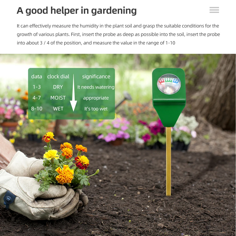 Mini medidor de humedad del suelo, medidor de humedad, Kit de suelo para plantas, probador húmedo, instrumento de prueba para cultivo de plantas de jardinería - imagen 5