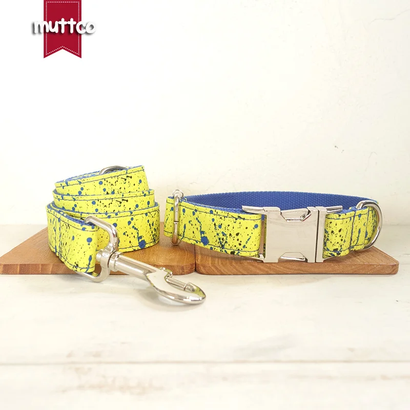 MUTTCO, venta al por menor, alta calidad, grabado a mano, THE SPLASH INK, collar con placa con nombre de cachorro ajustable de diseño propio, UDC090 - imagen 5