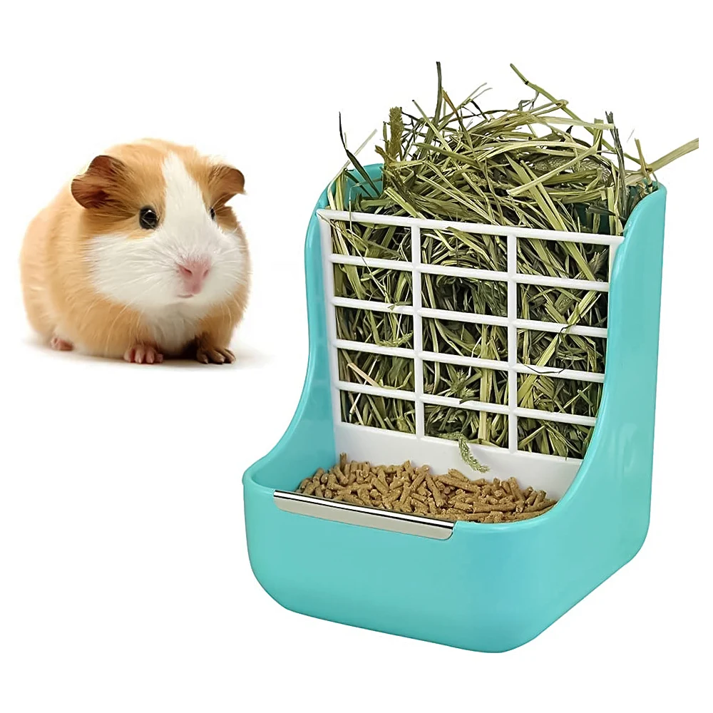 Alimentador de conejo, heno, hierba, cuenco, caja colgante, estante de Guinea, accesorios de heno - imagen 2