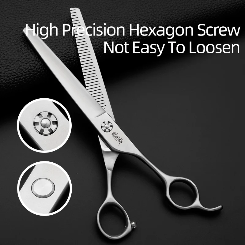 Tijeras profesionales para el cuidado de mascotas, tijeras de adelgazamiento de tipo abierto, tijeras de aseo de peluche de tacto integral para el cuidado de los animales - imagen 4