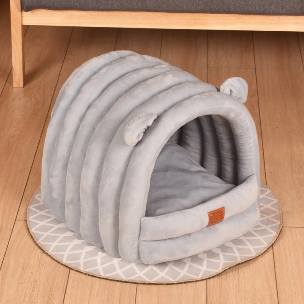 Cama cálida de dibujos animados para perro y gato, cesta para perrera, cojín para tumbona de gatito, tienda de campaña para casa de cachorros, esterilla suave para perros pequeños, cueva lavable - imagen 5