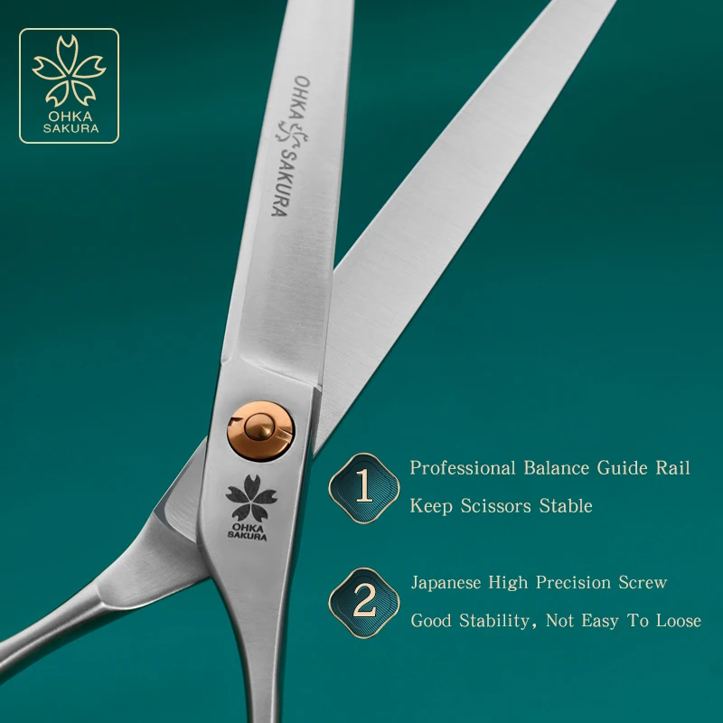 Tijeras de belleza profesionales, 7,0-7,5 pulgadas, tornillo dorado, cizalla directa, acero inoxidable 440C para afeitar, cuidado de mascotas, calidad japonesa - imagen 5