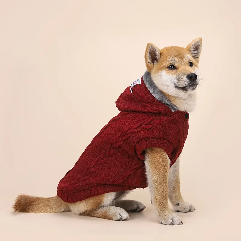 Suéter con capucha para perro, chaqueta con forro polar a rayas, ropa para perros pequeños y medianos, temporada de otoño e invierno - imagen 4