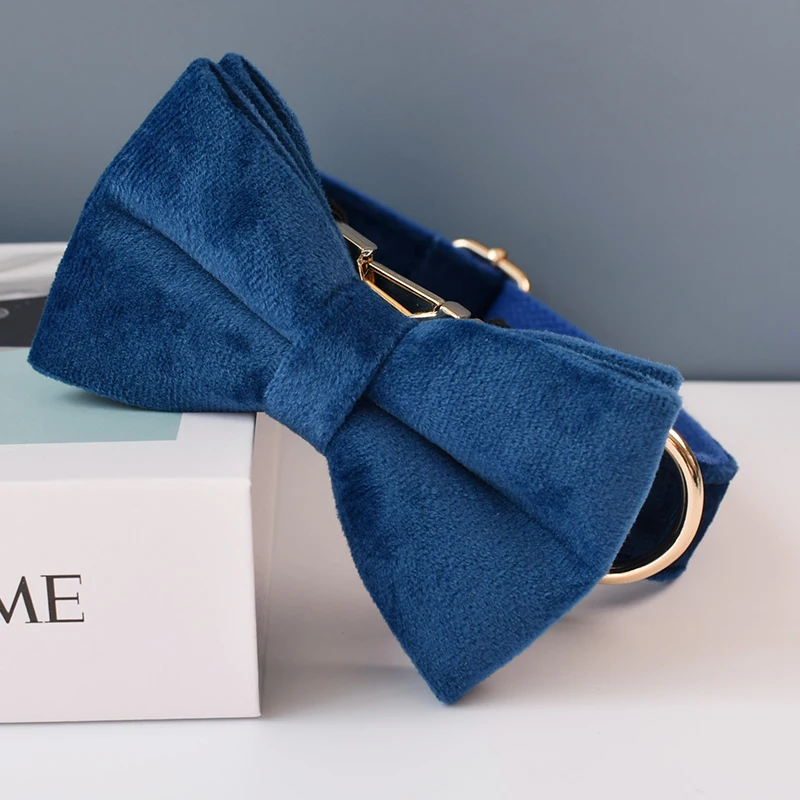 Blue Collar Personalized Velvet Cotton Quality Fabric For Small Medium Large Dog Custom Metal Parts Pet Accessory Flannelette 02 - imagen 4