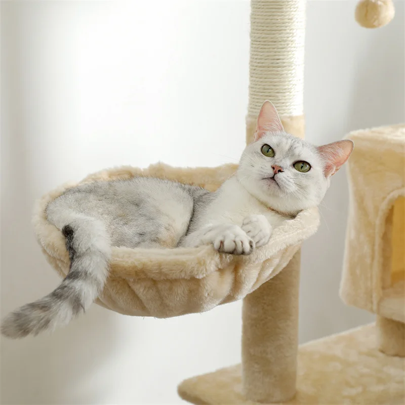 Torre de árbol de varios niveles para gatos, casa de juegos para mascotas, poste de rascado, Torre estable con bola colgante, lujo - imagen 5
