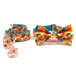 Collar personalizado para perros con correa y flores hawaianas