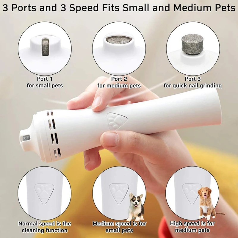 Benepaw  Efficient Dog Nail Grinder Dust Suction 3 Speed Painless Low Noise Pet Grooming Tools USB Charging Nail Trimmer - imagen 4