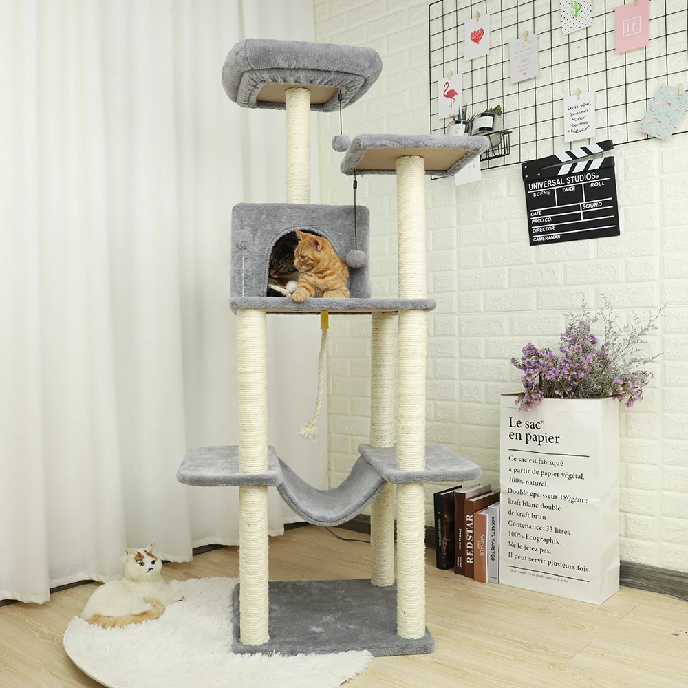 Árbol de lujo para gatos, Torre espaciosa totalmente envuelta para rascar, postes de Sisal, Centro de Actividades, torre de juegos para gatos - imagen 5