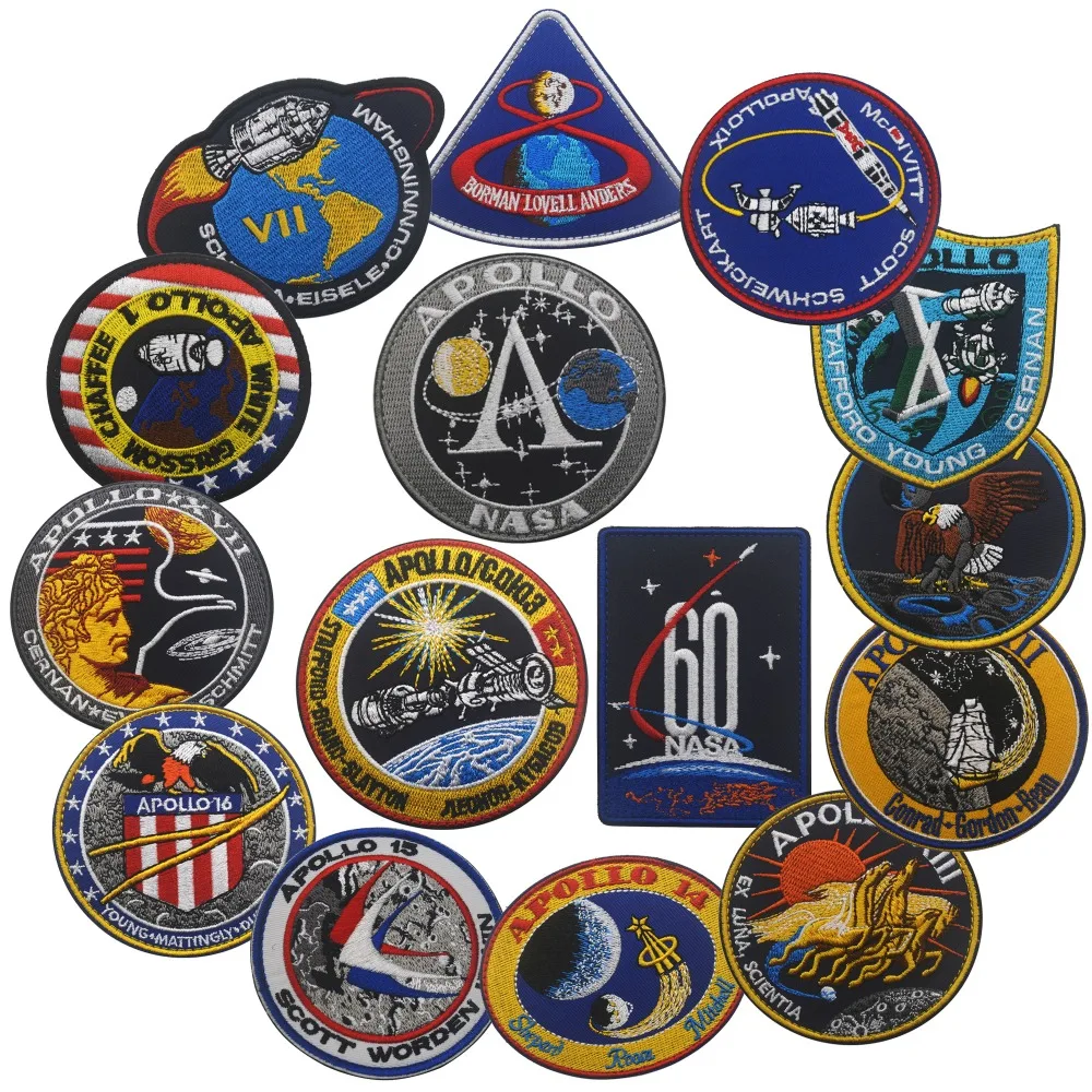 APOLLO Missions parche bordado astronauta nave espacial emblemas Collage EE. UU. brazalete al aire libre insignia pegatinas parches tácticos - imagen 3