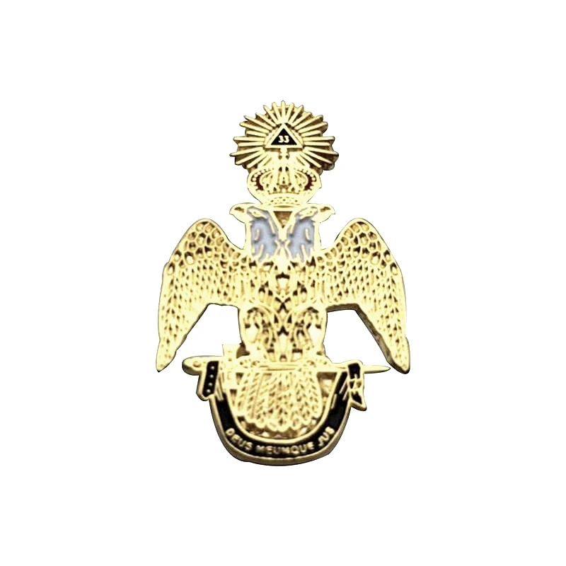 Masonic Lapel Pins Gold Scottish Rite 33 Degree Wing Down Brooch Gifts Badges With Butterfly Clutch,31.8mm