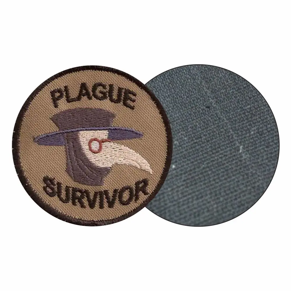 Parche bordado de supervivencia de la plaga, bordado táctico militar decorativo de círculo de pico de Schnabel Steampunk marrón - imagen 3