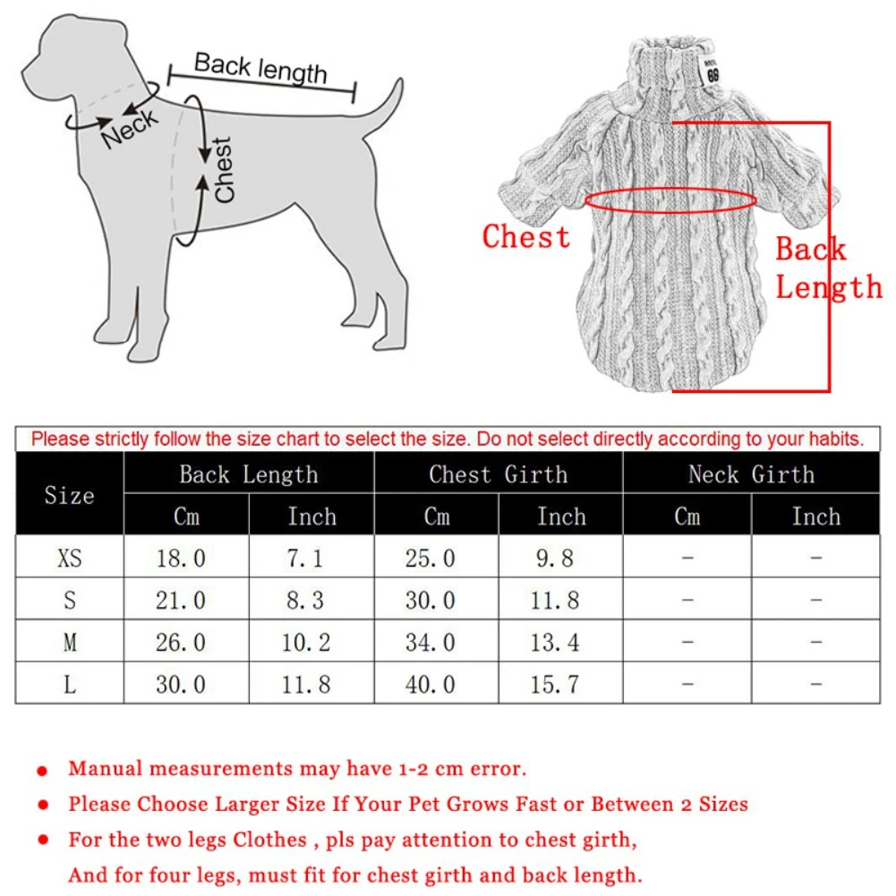 Suéteres de invierno para mascotas, ropa para perros pequeños, suéter cálido, abrigo para gatos, ropa de cuello alto, Camiseta de punto suave para perros