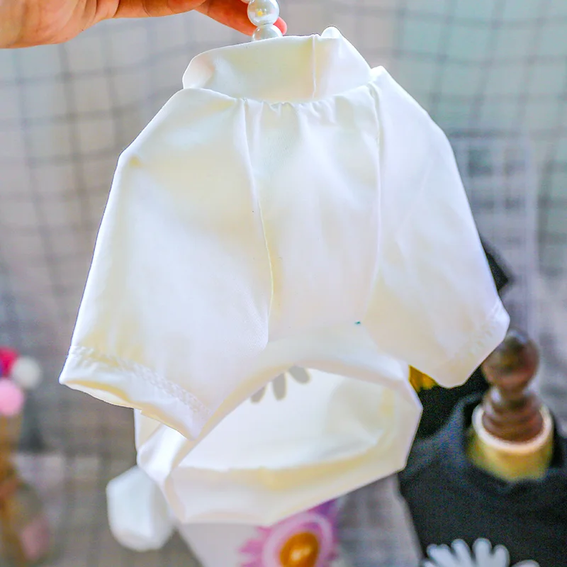 Camiseta sin mangas para gato en diferentes tallas colgadas