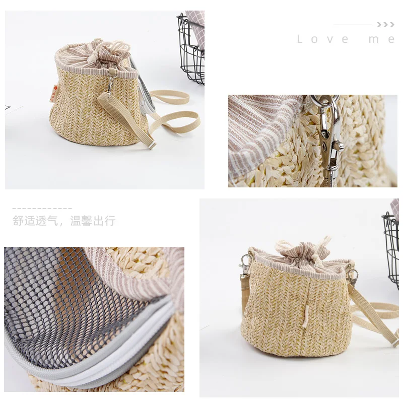 Bolsa para hámster de azúcar al aire libre, accesorios de cesta de Color Natural, bolsa transpirable para mascotas, adecuada para la dentición de hámster, salida de conejo - imagen 4