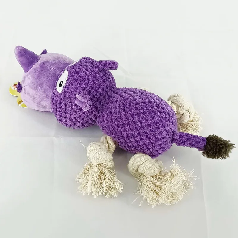 Juguetes de peluche para perros y gatos, nuevo rinoceronte de felpa, suministros molares para mascotas, estilo caliente de Amazon, adecuado para gatos pequeños y grandes, perros en cuatro - imagen 4