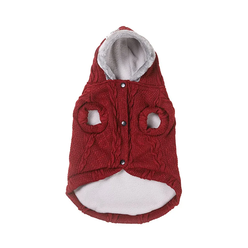 Suéter con capucha para perro, chaqueta con forro polar a rayas, ropa para perros pequeños y medianos, temporada de otoño e invierno - imagen 2