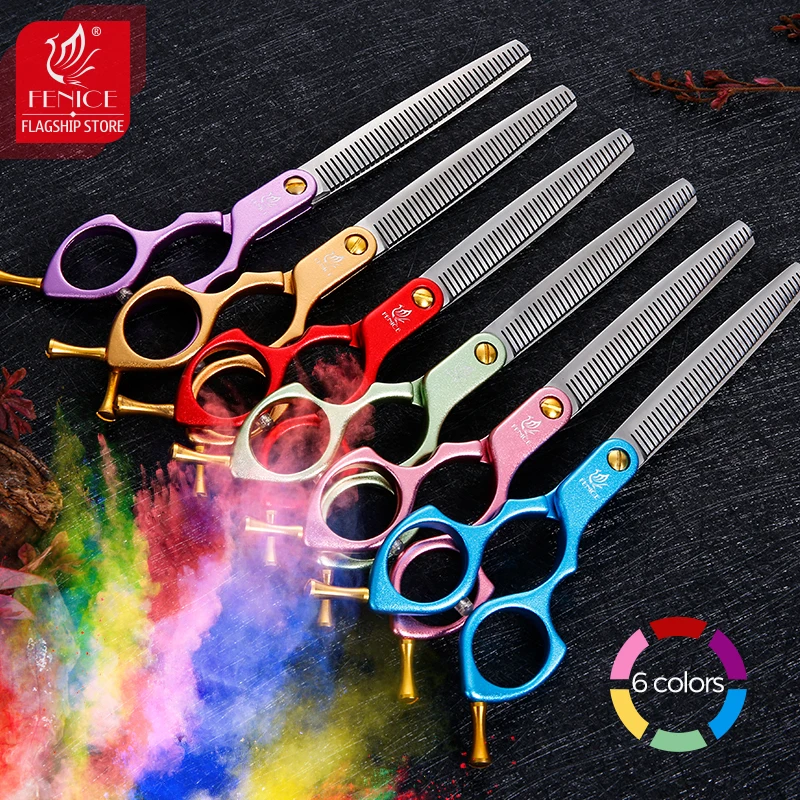 Fenice-Tijeras profesionales de acero para mascotas, herramienta de aseo para perros, tasa de adelgazamiento de 6,5 pulgadas, VG10, 30% - imagen 3
