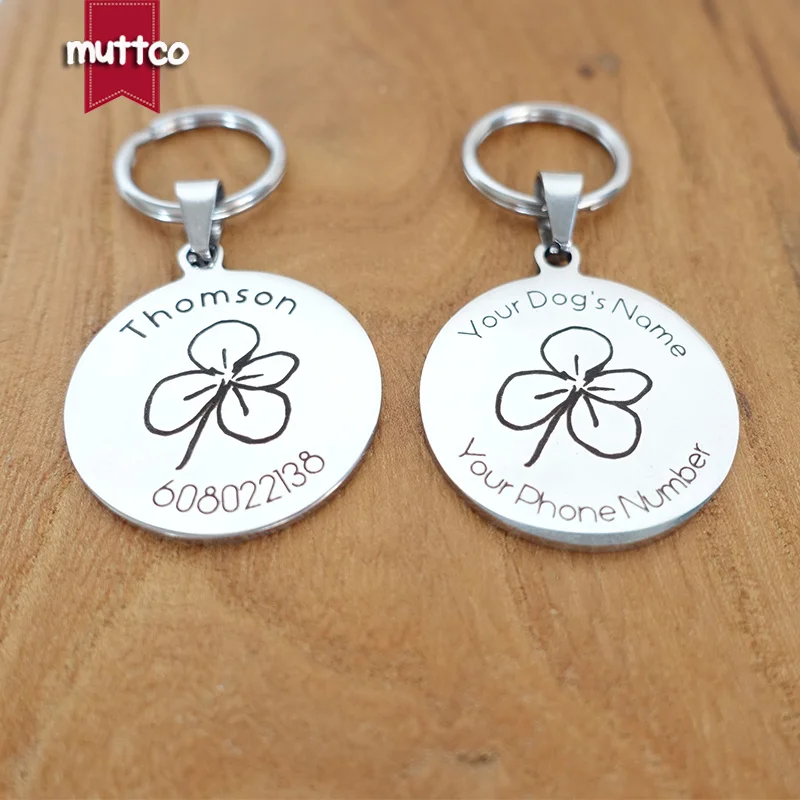 Etiqueta redonda de acero inoxidable para perro y mascota, diseño personalizado, 3 estilos - imagen 4
