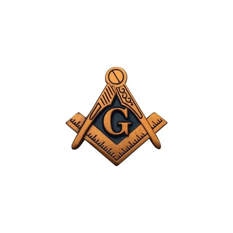 Alfileres de solapa masónicos, bronce antiguo, cobre, brújula y broche cuadrado esmaltado, insignias de regalo con embrague de mariposa, 25,4 mm - imagen 2