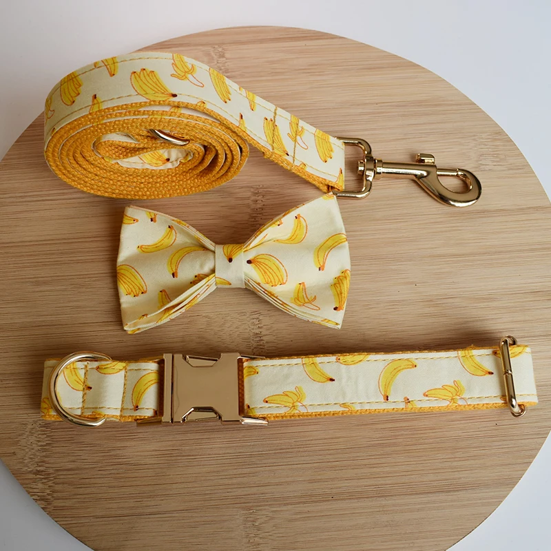 Correa de Collar de perro con diseño de plátano personalizado, grabado gratis, cuerda de tracción para mascotas pequeñas y grandes, correas ajustables, fruta 02 - imagen 5