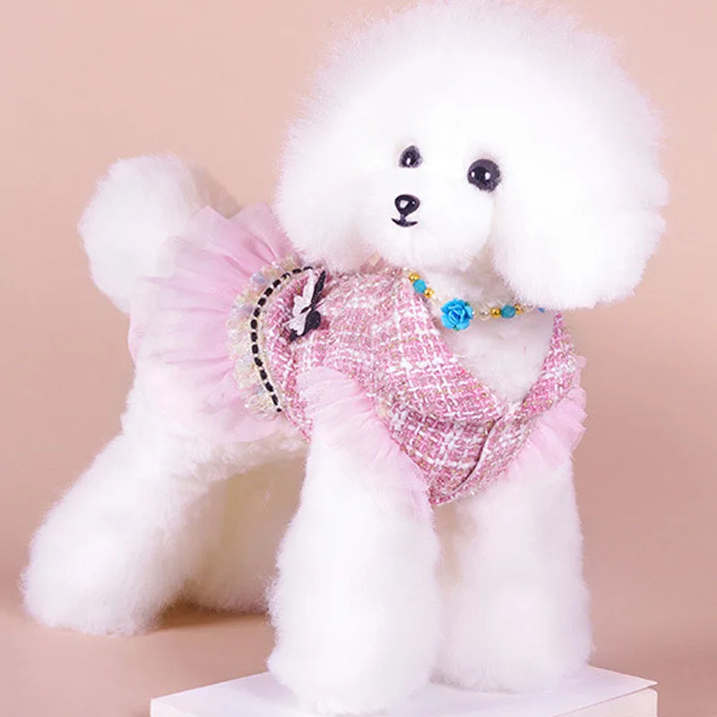 Ropa de invierno para perro Noble, disfraz de manga corta con patrón de mariposa para perro, vestido de tul de princesa para niñas, abrigo, chaqueta de gatito, trajes XL - imagen 3