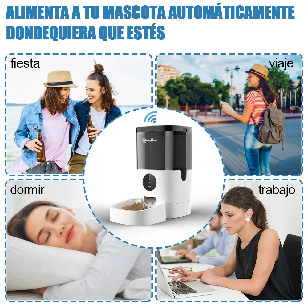 Alimentador automático para mascota, comedero lento de 4-6 l, para perros y gatos, dispensador de comida inteligente, WiFi y grabadora de voz, gran capacidad de sincronización - imagen 5