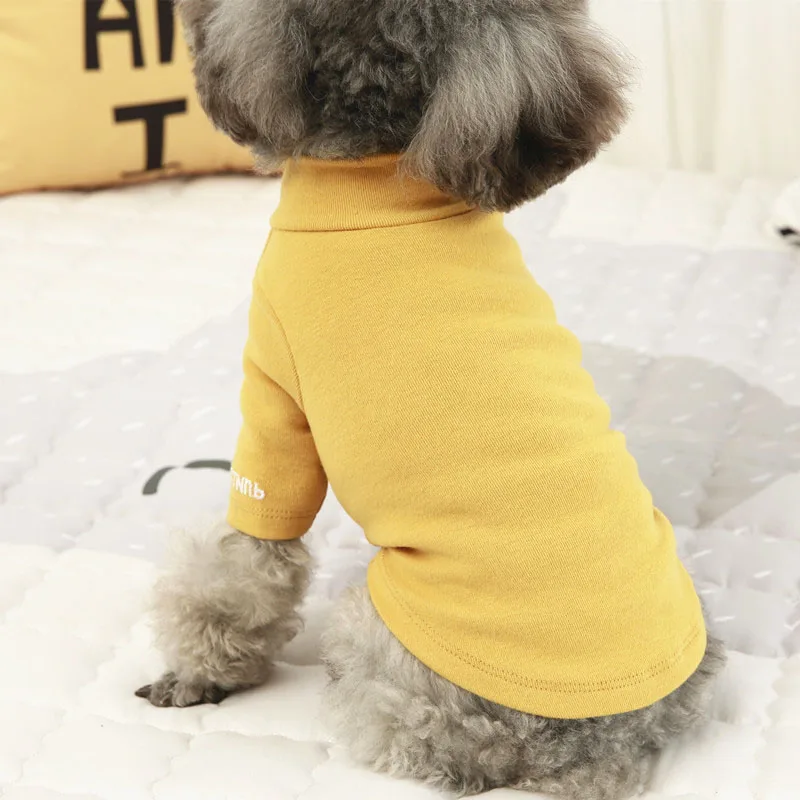 Ropa de algodón para Gato, camisa para perro, sudaderas con capucha, rosa, azul, marino, amarillo, abrigo con cuello redondo, chaqueta, camiseta, sudadera, traje para Chihuahua pequeño L - imagen 3