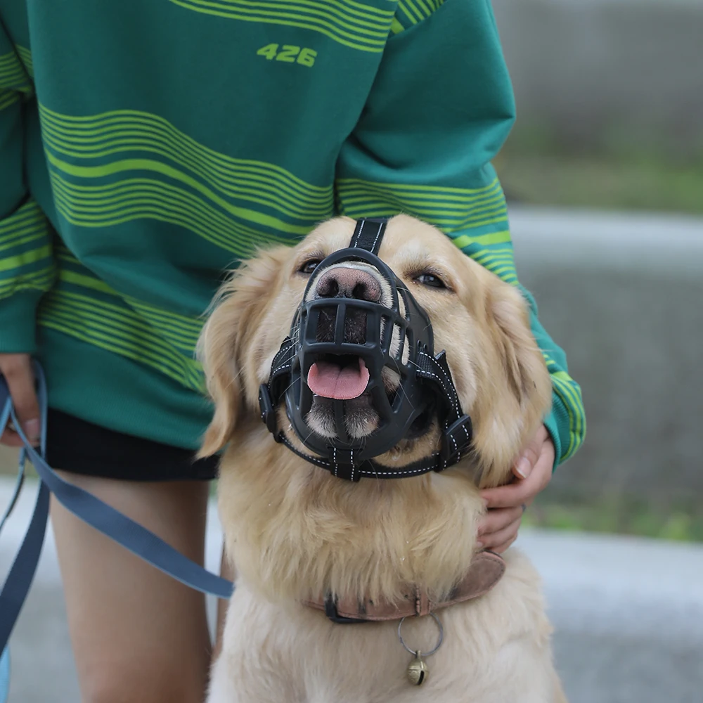 HOOPET-mascarillas duraderas para mascota, máscaras de seguridad de Gel de sílice, transpirables, antimordeduras, Boca de perro, Golden Retriever, bozal de Alaska - imagen 2