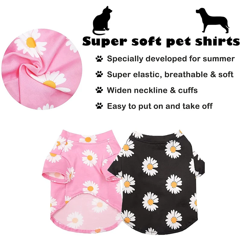 Benepaw-camisa con estampado de flores para perro pequeño, ropa cómoda, transpirable, elástica, ligera, elástica, lavable a máquina para mascotas - imagen 2