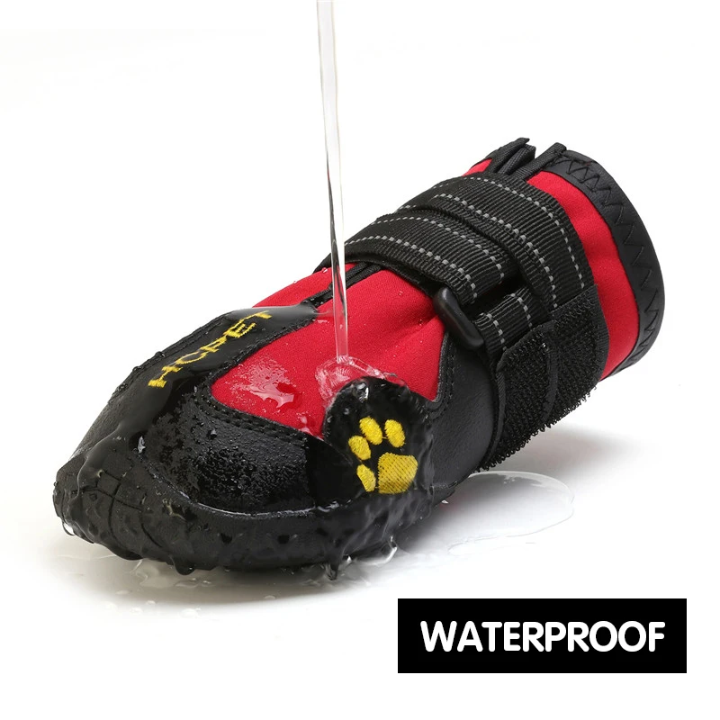 4 unids/set zapatos para perros medianos y grandes botas impermeables para perros de nieve y lluvia duraderas transpirables adiestramiento al aire libre senderismo zapatos para perros - imagen 5