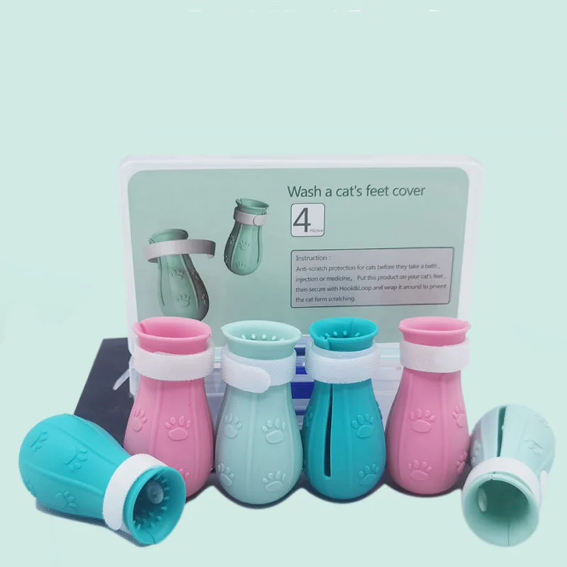 Calcetines de silicona para baño de gatos antiarañazos - imagen 5