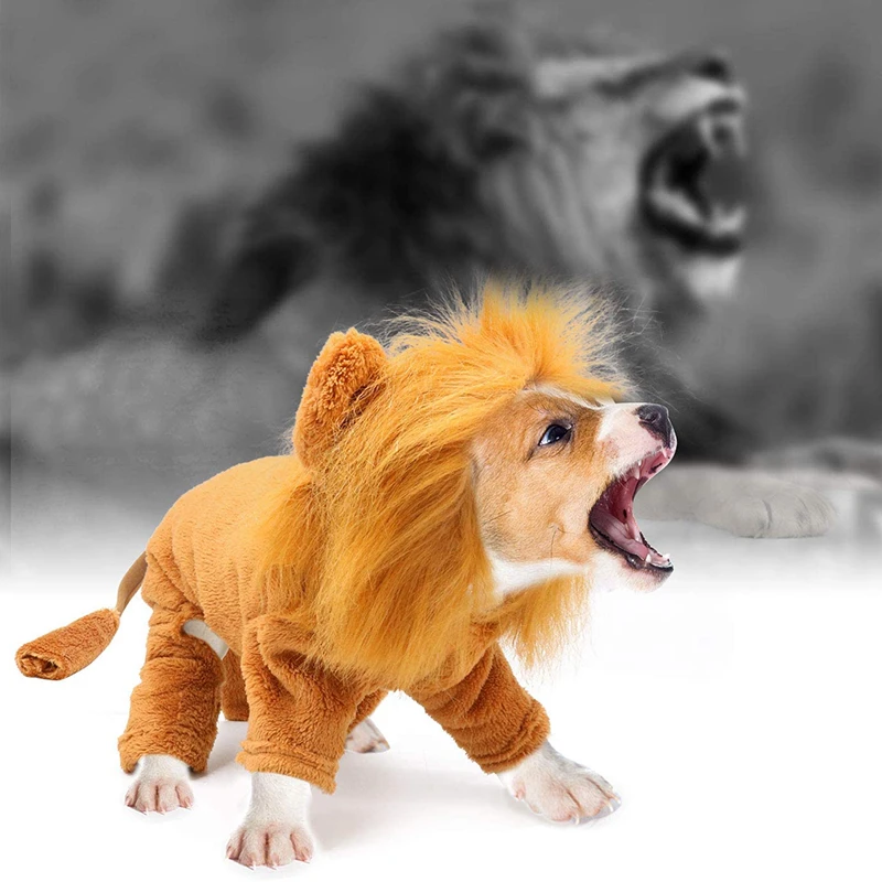 Benepaw-Sudadera con capucha para perro León, ropa de invierno para mascotas, disfraz de cachorro de gato para fiesta de Halloween, Bulldog francés - imagen 2