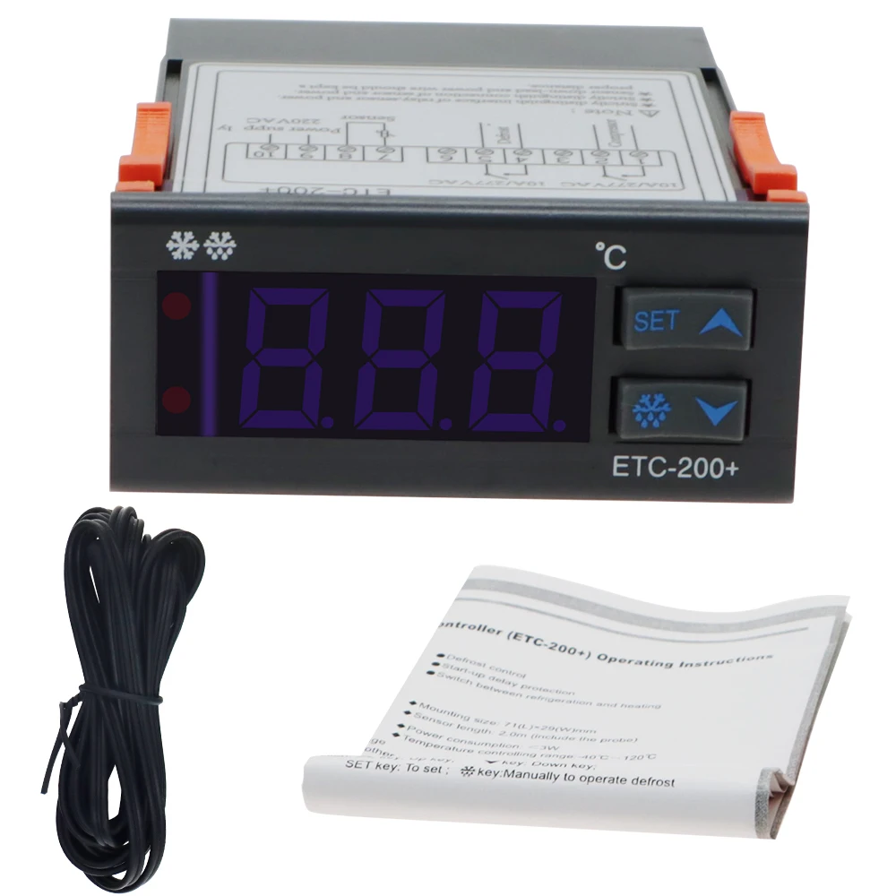 Controlador de temperatura ETC-200 + microordenador, termostato Digital, Mini Control de temperatura, refrigeración, alarma de descongelación, 220V - imagen 2