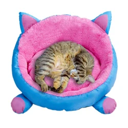 Cama redonda antiestrés para gatos y perros – Felpa mullida lavable