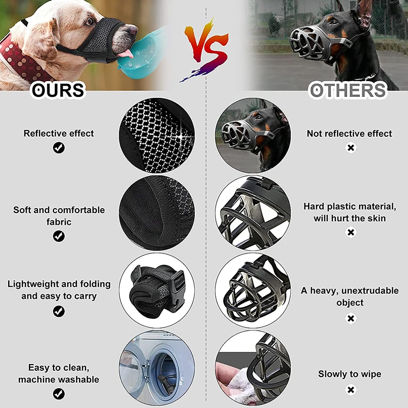 Benepaw-bozal de malla de nailon suave para perro, cubierta reflectante transpirable para mascota, para perros pequeños, medianos y grandes, evita morder y ladrar - imagen 4