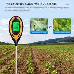 Medidor multifuncional de pH, humedad y temperatura para plantas