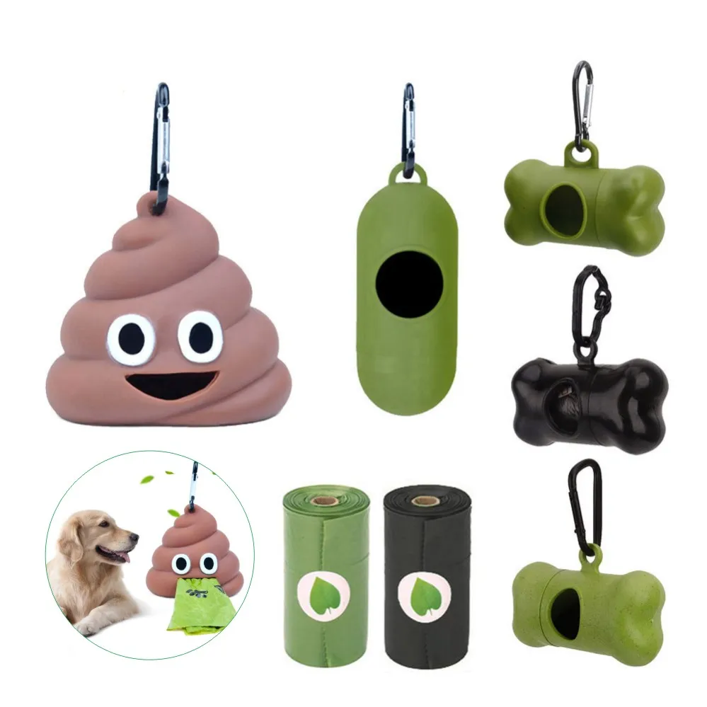 Dispensador de bolsas de basura para perros, portador de residuos verde y negro, accesorio de suministro para mascotas, herramientas pequeñas para perros y gatos, soporte para bolsas de excrementos