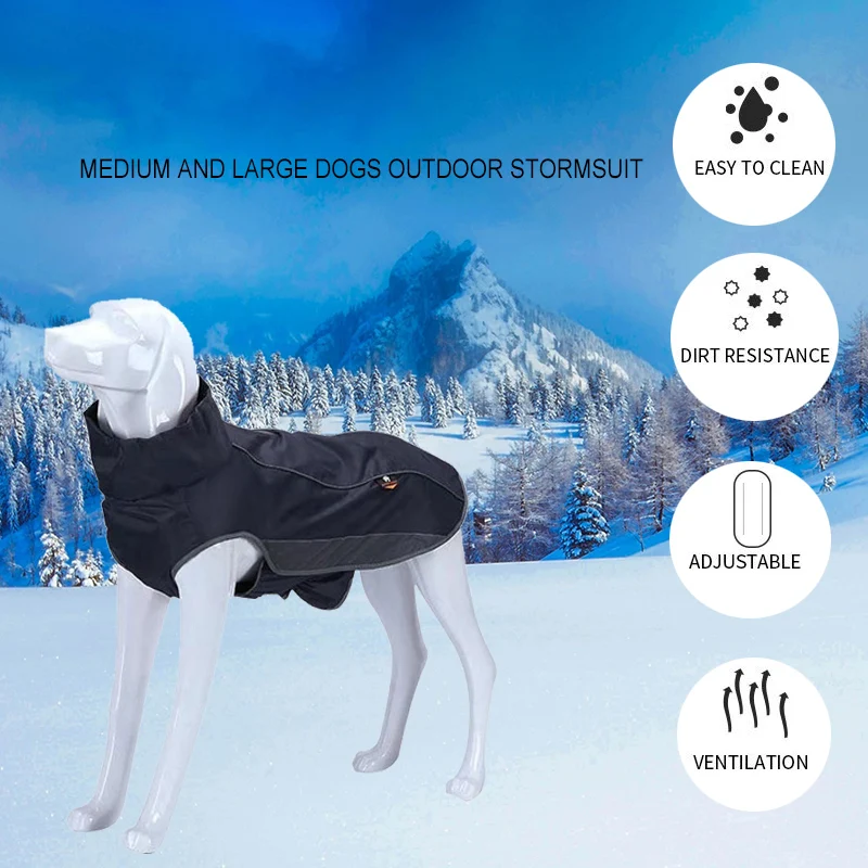 Abrigo de cuello alto para perros grandes, chaqueta para perros medianos y grandes, ropa de invierno para mascotas, impermeable, Labrador, pastor, Bulldog, ropa para mascotas - imagen 5