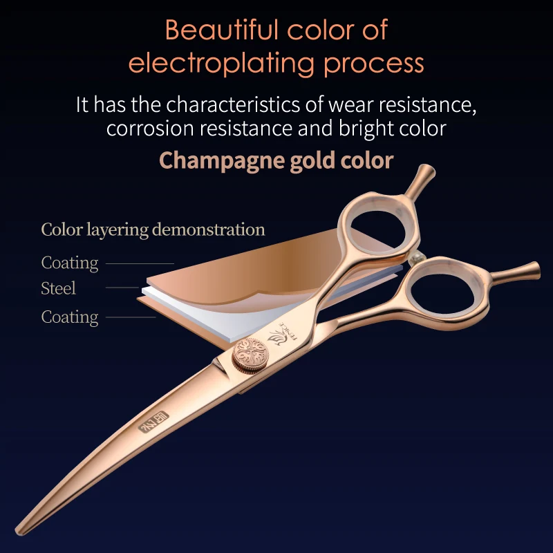 Fenice JP440C acero 6,5/6,75/7/7,25/7,5 pulgadas juego de tijeras de aseo para perros y mascotas tijeras de adelgazamiento curvadas rectas para perros - imagen 4