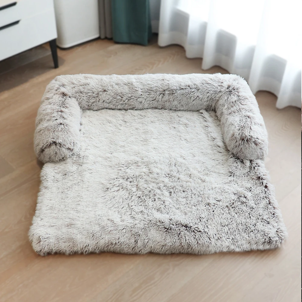 Sofá cama de alfombrilla de felpa larga para perro, manta para mascotas, colchón extraíble, lavable, Protector de muebles, cojín suave y cálido, perrera impermeable - imagen 3