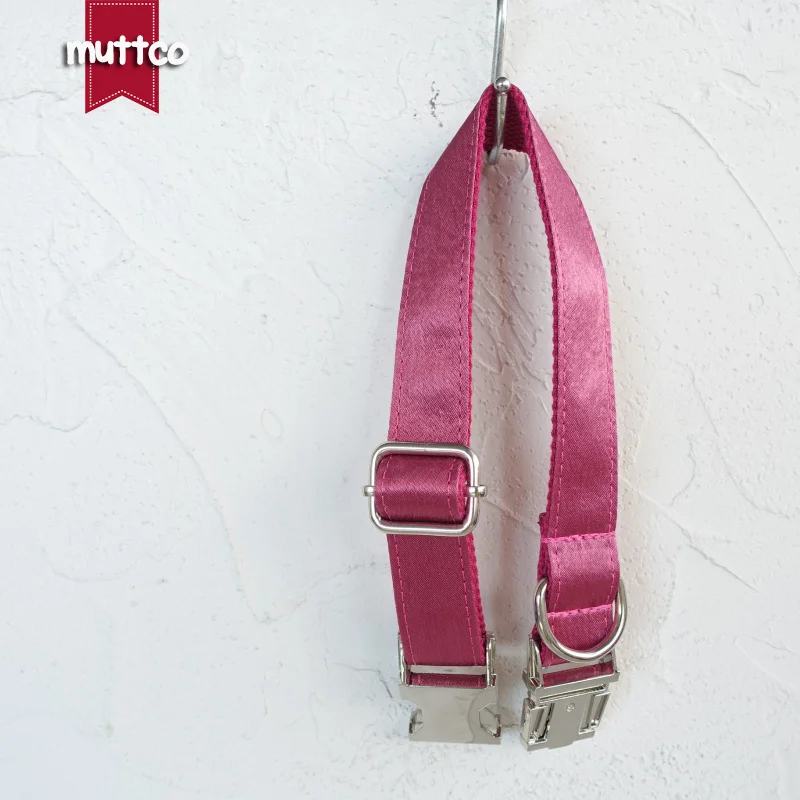 MUTTCO-collar con etiqueta de identificación para perro mascota personalizado, correa THE SHINY CHERRY, collar con placa con nombre ajustable para cachorros, 5 tamaños, UDC113