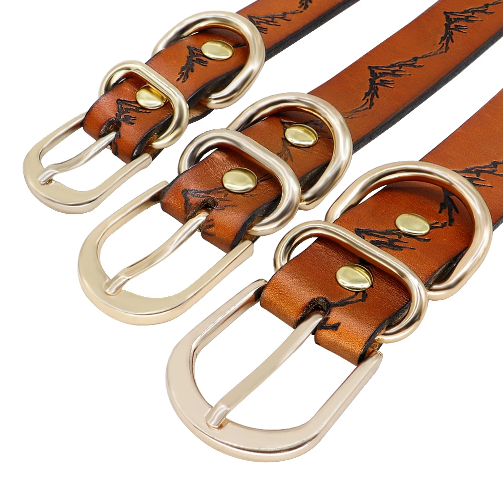 Collar de cuero genuino para perro, hebilla de cuello para perros pequeños, medianos y grandes, Pitbull, Pastor Alemán - imagen 4