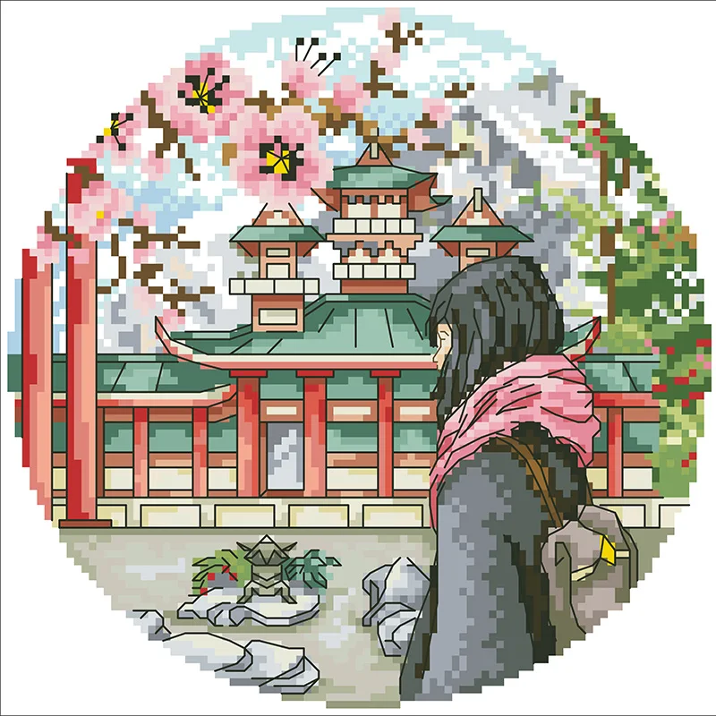 Kits de bordado de punto de cruz con estampado de paisaje de gira de las cuatro estaciones, paquetes de costura 11CT 14CT, pinturas hechas a mano Diy, decoración del hogar - imagen 4