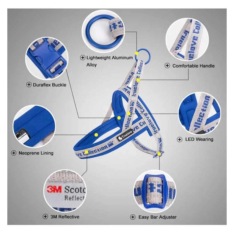 Truelove-arnés para mascotas de neopreno acolchado, arnés para perros sin tirones, suministros para mascotas, tiras reflectantes 3M, chaleco acolchado para perros TLH58121 - imagen 5