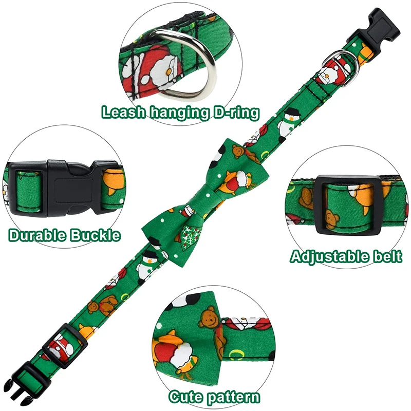 Benepaw-Collar con pajarita extraíble para perro, hebilla ajustable duradera de Navidad, adecuado para perros pequeños, medianos y grandes - imagen 3