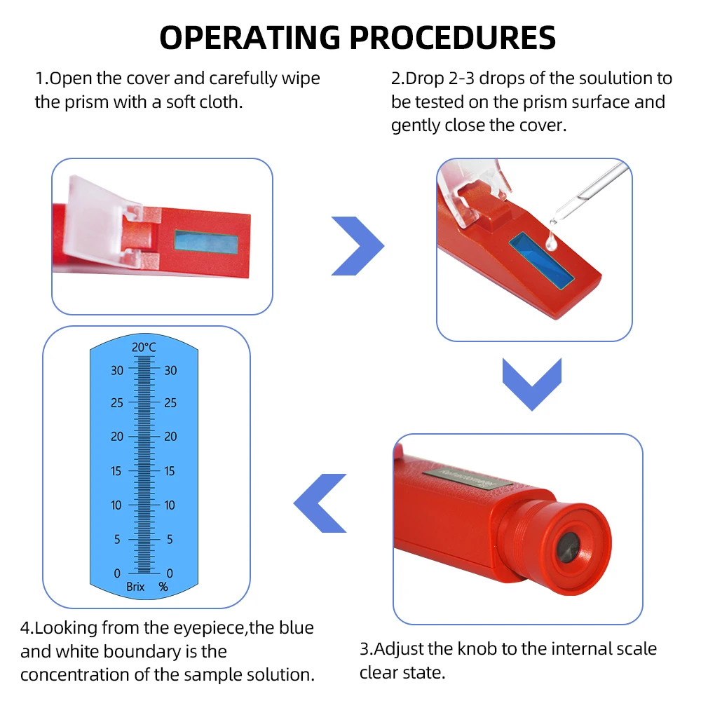 Refractómetro de mano 0-32%, medidor portátil de azúcar Brix, saccharímetro, medidor de concentración de densidad de fluido de corte - imagen 4