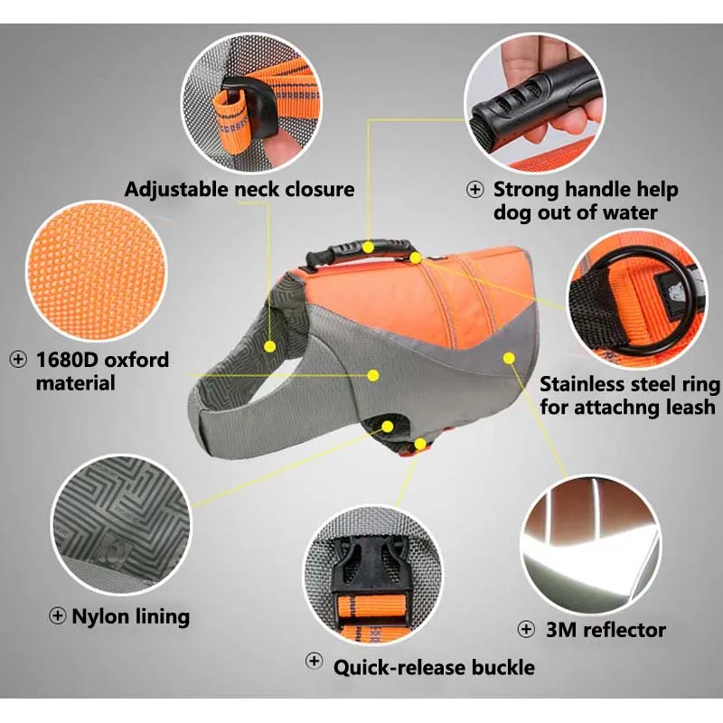 Truelove Pet Dog Life Jacket Vest Flotation Device Safety Adjustable Reflective Secure Swimwear Dog Life Saver French Bulldog - imagen 5