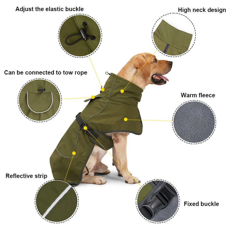 Ropa para perros grandes, chaleco cálido de invierno para perros grandes, chaqueta impermeable para perros, abrigo para perros galgo, ropa Doberman para perros medianos y grandes - imagen 2
