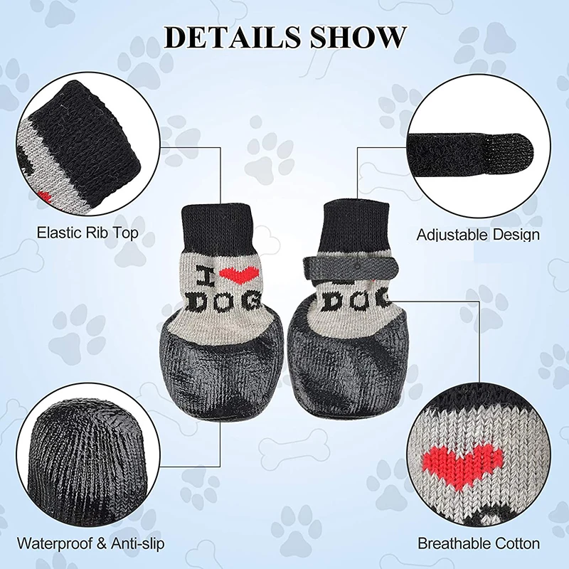 Benepaw-Zapatos con correas ajustables para perro, botines transpirables antideslizantes de doble cara, calcetines resistentes con adhesivo resistente, protección de punto - imagen 5